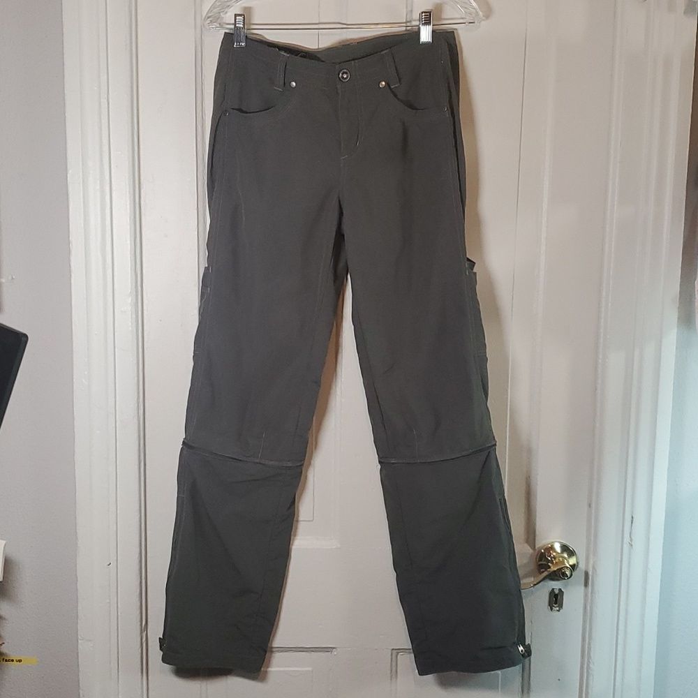 Kuhl Forester Convertible Zip-Off Full-Length to Capri Pants Size 6 Gray/Green - Picture 1 of 14